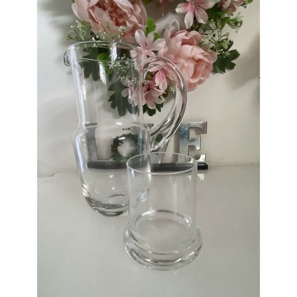 Bedside Water Decanter Clear Glass Handled Carafe with Inside Glass 7 1/4" MCM - Picture 7 of 16